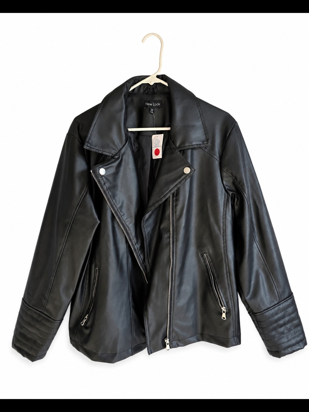New Look Plus 2X Black Faux Leather Moto Jacket NWT Biker Jacket